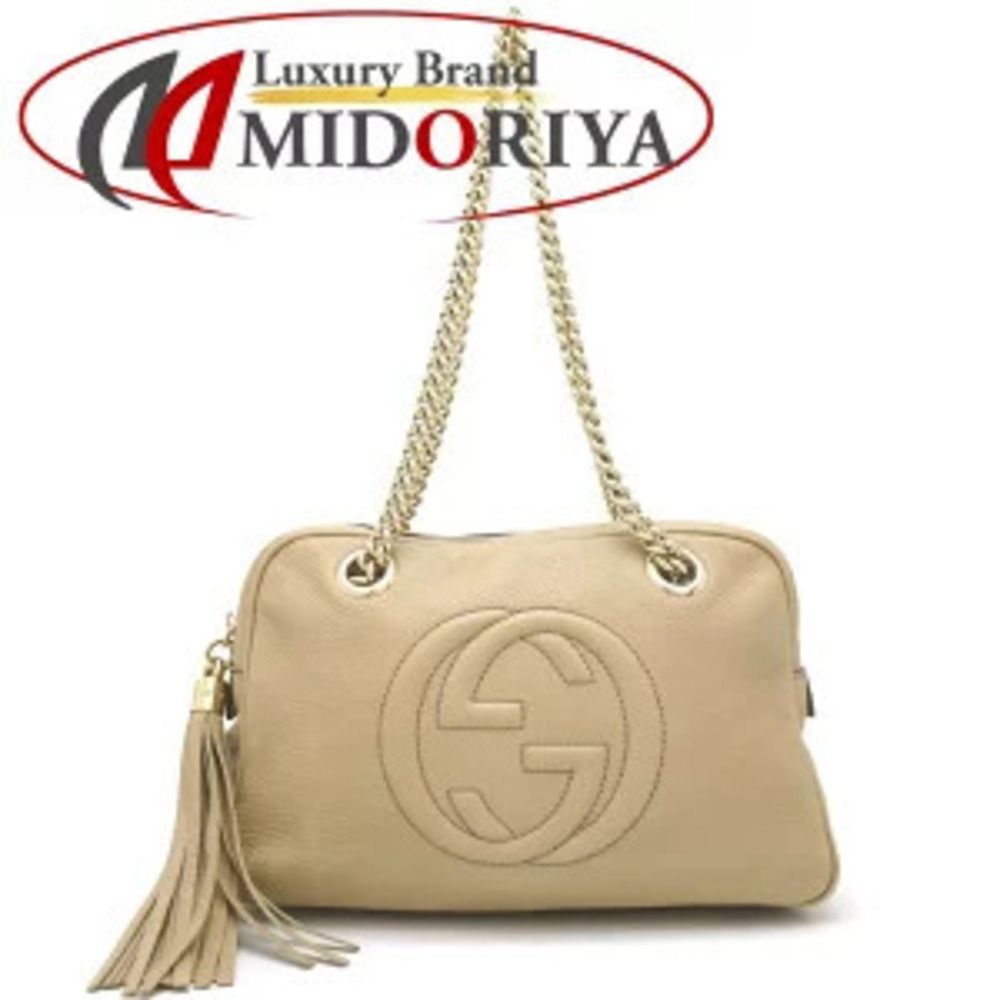 Gucci chain shoulder bag calfskin beige